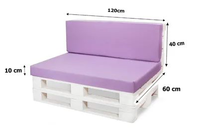 Image de Set de coussins de palette 120×60 x 120×40 cm violet clair - Coussin d'assise et de dossier pour canapé de palette, avec housse amovible, salon de jardin confortable