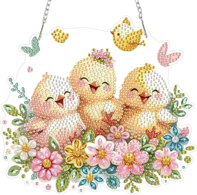 Produktbild von Diamond Painting Ornament Set, doppelseitig, 19,8 x 18 cm, mit Kette, für kreative Dekoration