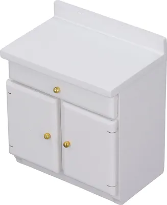 Image de Armoire de cuisine pour maison de poupée en bouleau Délicate miniature décorative pour maison de poupée à l'échelle 1:12