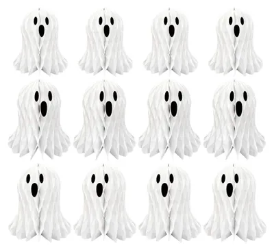 Produktbild von 12 Stück Geisterwaben-Ornamente für Halloween-Dekoration