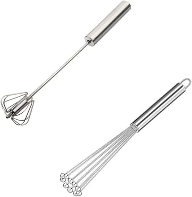 Produktbild von 2 Stück Edelstahl Schneebesen Set mit Kugeln, 26cm Ball für Kochen, Mischen und Rühren