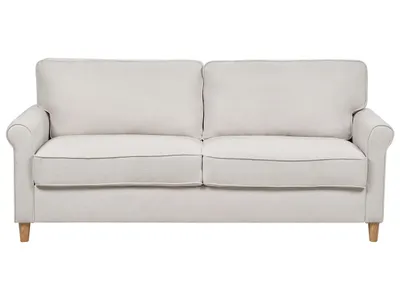 Produktbild von BELIANI Sofa Hellbraun aus Stoff 3-Sitzer Gepolstert Beine aus Holz Retro Stil Modern Klassisch Couch für Wohnzimmer