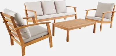 Produktbild von sweeek - Gartenlounge-Set für 5 Personen aus Akazienholz - Ecru