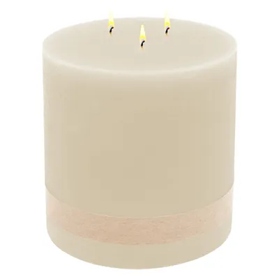 Produktbild von XL 3-Docht Kerze 14 cm unparfümiert - champagner - Mehrdocht Stumpenkerze natur geruchlos groß