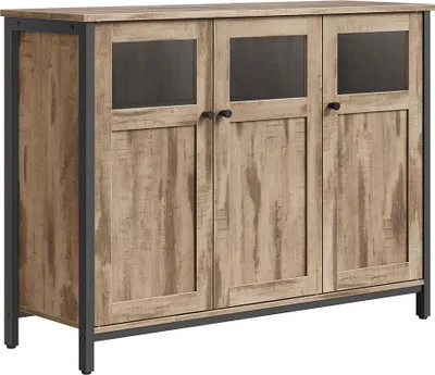 Produktbild von Sideboard mit Glastüren – Vorratsschrank – Holzschrank – Stahlrahmen – 35 x 100 x 75 cm