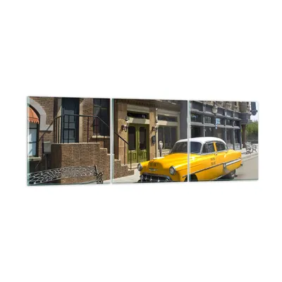 Produktbild von Bilder auf glas - Amerikanisches auto klassisch stadt - 150x50cm - Glasbilder - Wandbilder - Kunstdruck - Wanddekoration aus Glas - Glas Bilder - Wandbild auf Glas - GCA150x50-2569