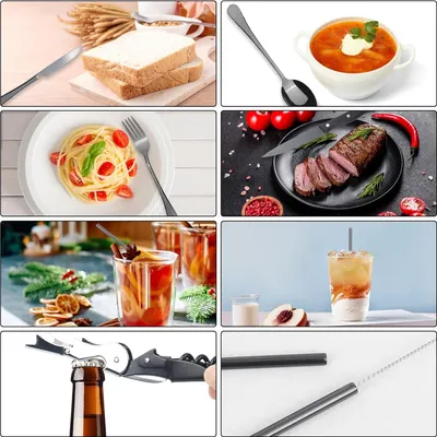 Produktbild von 9-teiliges Reisebesteck Camping - Outdoor Besteck Set - Tragbares Campingbesteck - Edelstahl