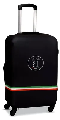 Produktbild von Kofferhülle, Italien, Schwarz, Größe M, elastischer Gepäckschutz mit Reißverschluss und Schnalle, für 45 x 32 x 18 cm bis 56 x 40 x 24 cm, waschbar, staubdicht