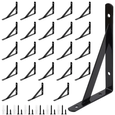 Produktbild von Set aus 24 schwarzen Wandregalträgern 15x9,5 cm
