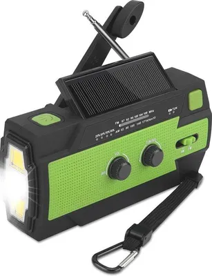 Zdjęcie produktu dla Ręcznie wykonane radio solarne z uchwytem i akumulatorem – odporne na warunki atmosferyczne radio budowlane z lampką LED i funkcją powerbanku