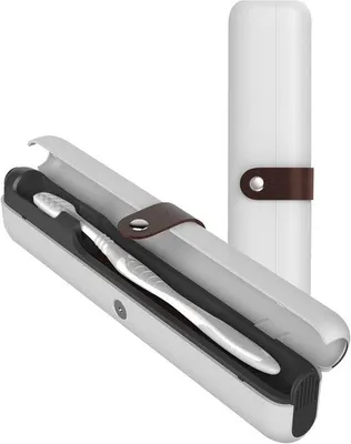 Produktbild von Reisfähige UV-Zahnbürstenhalter – automatische UV-C-Desinfektion – Reinigungsschuhe für elektrische und manuelle Zahnbürsten