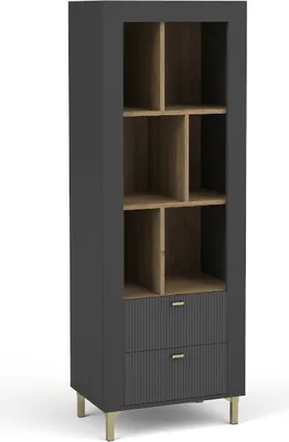 Image de Minio, bibliothèque "ASSO 4", étagère, chêne whisky / couleur noire