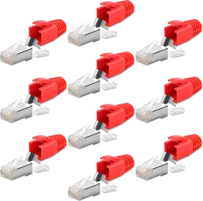 Produktbild von 10x Netzwerk Stecker CAT7 CAT6A RJ45 LAN Netzwerkstecker vergoldet Crimpstecker