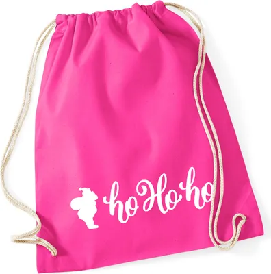 Produktbild von Huuraa Turnbeutel Santa Claus Ho Ho Ho 12 Liter Fuchsia Baumwolle Rucksack Geschenkidee