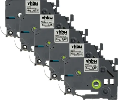 Produktbild von vhbw 5x Schriftband-Kassette Ersatz für Brother TZ-211, TZE-211 für Etiketten-Drucker 8m x 6mm Schwarz auf Weiß