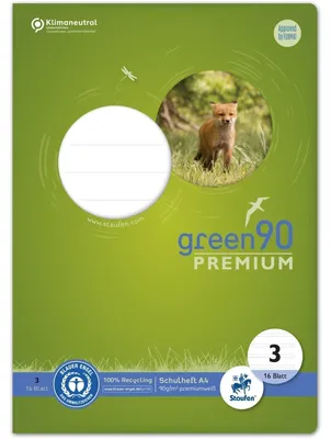 Obrázek produktu pro Ursus Green 040782003 Heft - LIN3, A4, 16 Blatt, 90 g/qm, 21 Doppellinien