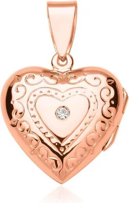 Produktbild von Damen Schmuck Anhänger aus rosévergoldetem Silber, Herz Medaillon mit Zirkonia