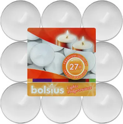Produktbild von Weiße Teekerzen von BOLSIUS, 27 Stück pro Packung