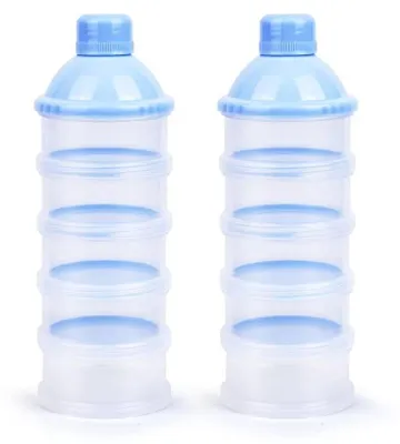 Produktbild von PromoHome® Babyflaschennahrungsspender – 5-stufiges stapelbares Aufbewahrungssystem für Milchpulver und Snacks, blau