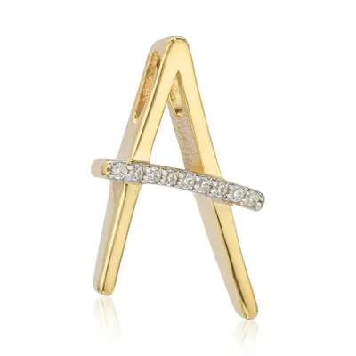 Produktbild von Buchstabe A 8 Karat 333 Gelb Gold Damen Kettenanhänger 15x11mm Alphabet Zirkonia