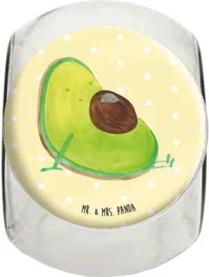 Produktbild von Mr. & Mrs. Panda Bonboniere Avocado Schwangerschaft XL 2000ml - Gelb Pastell - Geschenk, Baby, Bonbonglas, Liebe, Süßigkeiten Glas, Dekoglas, Babyparty, Kaffeedose