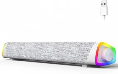 Produktbild von Kompaktes USB-Bluetooth-Lautsprecher-Set, LED-Beleuchtung mit Schaltknopf, Desktop-Soundbar