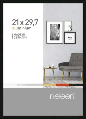 Immagine prodotto di Telaio Nielsen per foto, dimensioni 21x29,7 cm, colore nero, adatto per documenti formato DIN A4, con vetro di alta qualità, ideale per diplomi