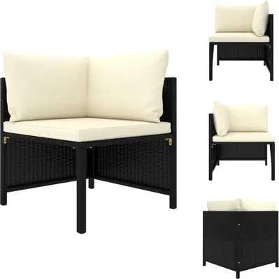 Zdjęcie produktu dla vidaXL Modułowa sofa narożna z poduszkami z czarnego polirattanu - Elementy sofy ogrodowej