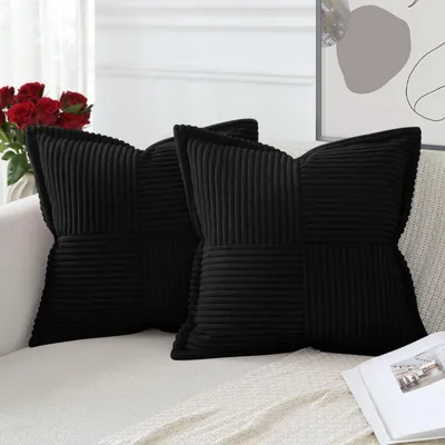 Produktbild von Kissenbezüge Kordsamt 2er Set 45x45cm Schwarz