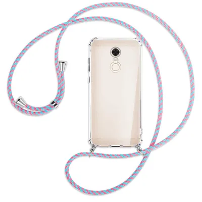 Produktbild von Handykette Backcover-Schutzhülle mit Band (Metall silberfarben) für Xiaomi Redmi 5 Plus - pink/mint