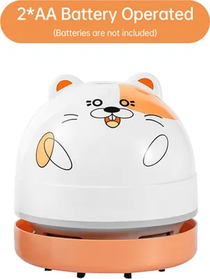 Imagen del producto de Mini aspiradora de escritorio, portátil y con forma de dibujo animado, para eliminar polvo, migas, pelos y restos de superficies como teclados, en el hogar, la escuela, el coche, etc. Funciona con batería y es ideal como regalo para niños