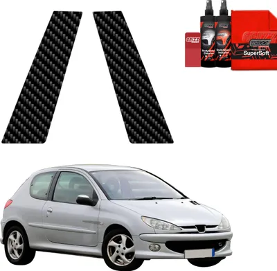 Obrázok produktu pre 2v1 ochranná fólia z uhlíka Grizz Protector pre B-stĺpik – Peugeot 206 (1998–2009)