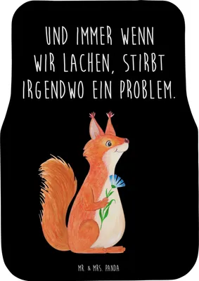 Produktbild von Mr. & Mrs. Panda Auto-Fußmatte Eichhörnchen Blume - Schwarz - Geschenk, Eichhorn, Lachen, Automatte, Tiere, Spaß, Auto Teppich, Spruch Positiv, Kfz Fußmatte, Autoteppich