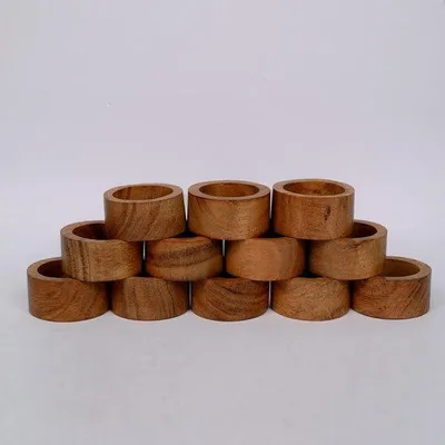 Productafbeelding van Ibenzoa® servetringen van massief hout, diameter 4,5 cm | set van 12, mat houtmotief – natuurlijke servetringen voor bruiloft, verjaardag en feesttafel