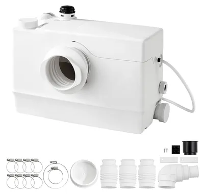 Produktbild von SucceBuy Fäkalienhebeanlage 800 W, 12000 L/h, 10 m Förderhöhe mit Nachlauffunktion, Weiße Abwasserpumpe für Keller, WC, Waschbecken, Waschküche und Küche, Hebeanlage mit Zerhackerpumpe