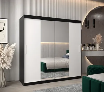 Obrázok produktu pre Skriňa s posuvnými dverami v šírke 200 cm TIMEA 1 - čierna / biela