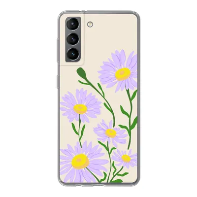 Produktbild von MuchoWow® Handyhülle Schutzhülle Hülle für Samsung Galaxy S21 Blume - Lila - Minimalismus Silikon Softcase Handy Hülle - Softcase - Geburtstag Teenager