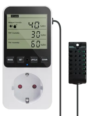 Luftfeuchtigkeits- und Temperaturregler, 230 V Steckdose mit Sonde