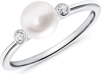 Produktbild von Damenring Sterlingsilber mit Perle und Zirkonia von JEWLIX Größe: 60mm