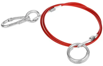 Productafbeelding van 1 meter aanhanger - Afscheurkoord, een rood omhulde veiligheidskabel van staaldraad