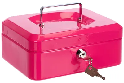 Productafbeelding van Geldkistje geldkist geldcassette - Met sleutel - 20 x 16 x 9 cm - Roze