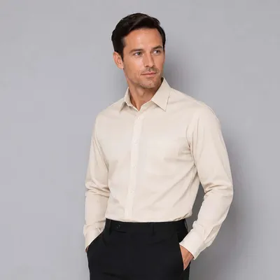 Produktbild von Herren Hemd langarm, sand, Größe 45/46 : 46 : sand : 60% Baumwolle 40% Polyester