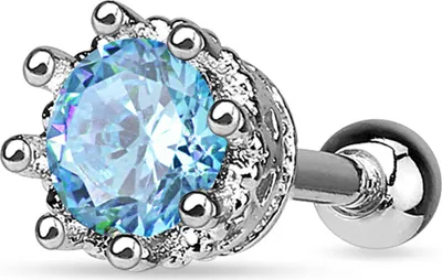 Produktbild von Helix Cartilage Ohr Piercing Krone Zirkonia Stecker Tragus Barbell Kristalle Autiga® silber-türkis