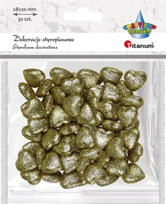 Immagine prodotto di Decorazioni in polistirolo Cuori glitter oro 18x20 mm 50 pezzi Titanum