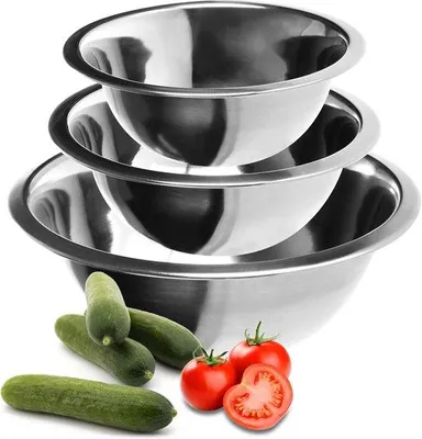 Produktbild von Famanu Schalen-Set aus Edelstahl - 3 Größen für Backen, Servieren und Snacks