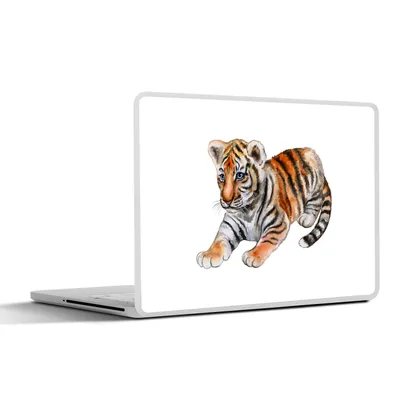 Produktbild von MuchoWow® Laptop Aufkleber Sticker Cover Tiger - Baby - Weiß 40x30 cm - Laptop Dekoration - Selbstklebend