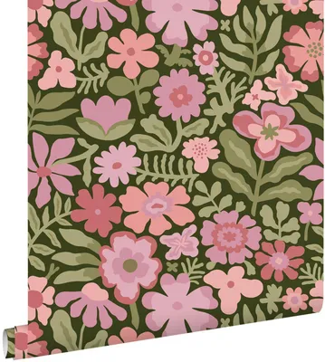 Produktbild von ESTAhome Tapete Blumen Grün, Rosa und Lila 50 x 900 cm