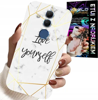 Image de Étui Pour Huawei Mate 20 Lite - Marbre Blanc Avec Cadres Dorés Love You