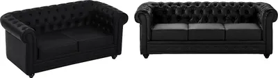 Produktbild von Sofas 3-Sitzer & 2-Sitzer - Kunstleder - Schwarz - CHESTERFIELD