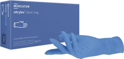 Zdjęcie produktu dla Nitrylex classic długie niebieskie rękawice nitrylowe unisex rozmiar: S